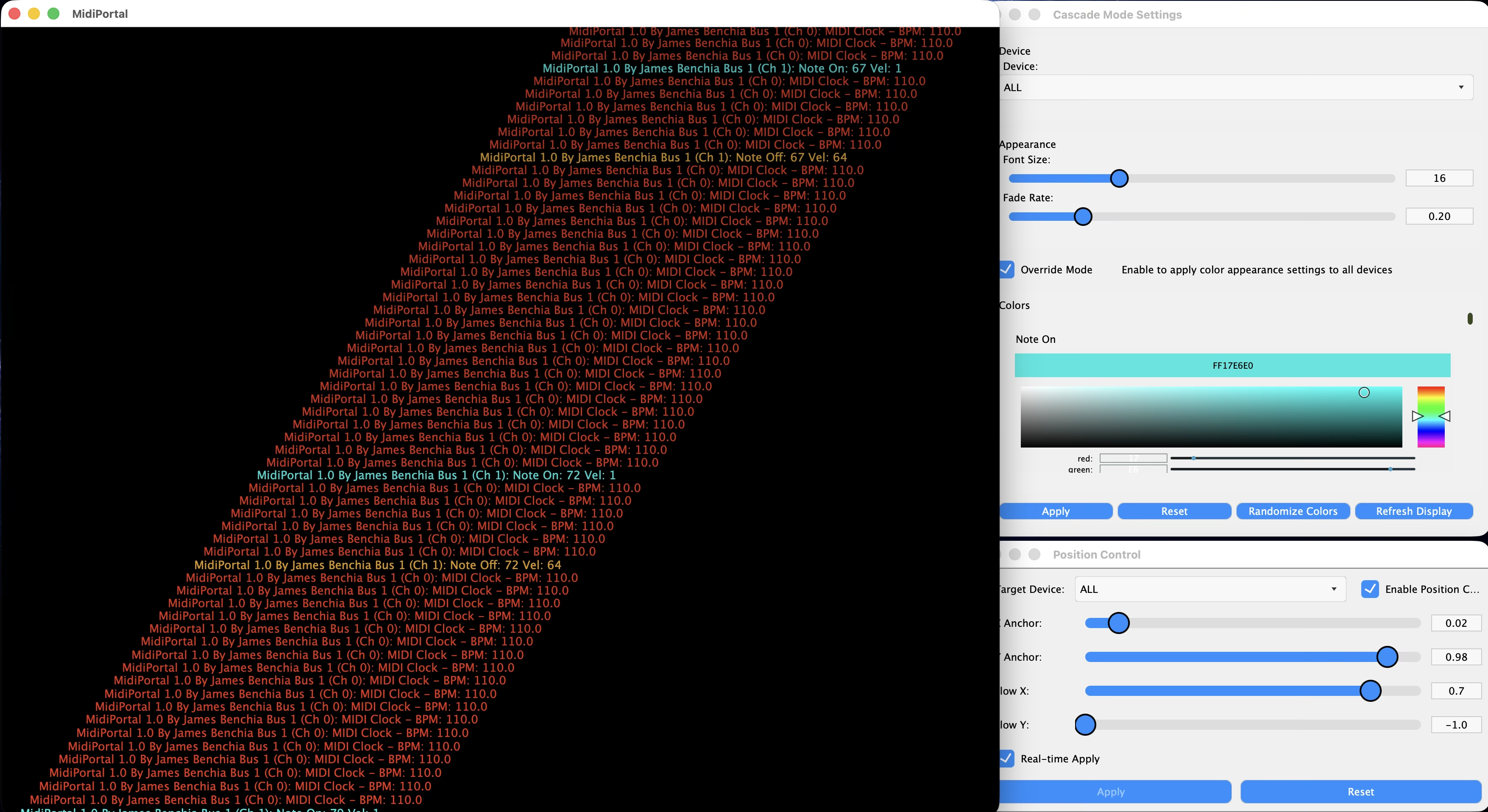 MIDI Portal real-time mode controls